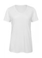 Dames V-hals T-shirt Triblend B&C TW058 White